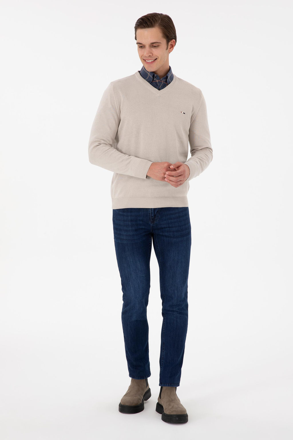 Erkek Slim Fit V Yaka Ta_ Basic Kazak - U.s. polo assn фото 4