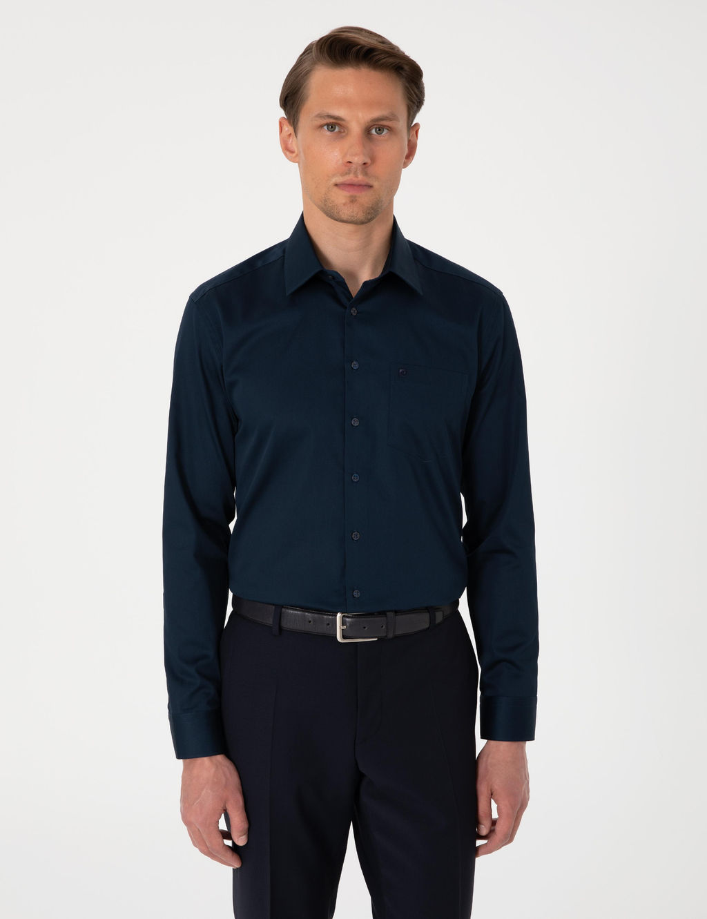 Lacivert Regular Fit Uzun Kollu Basic G_mlek