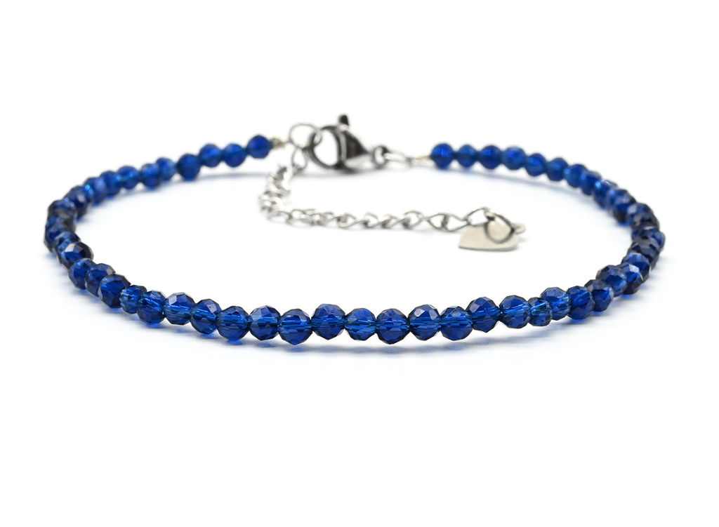 Браслет из циркона шарик гр.3мм цв.синий, 17см