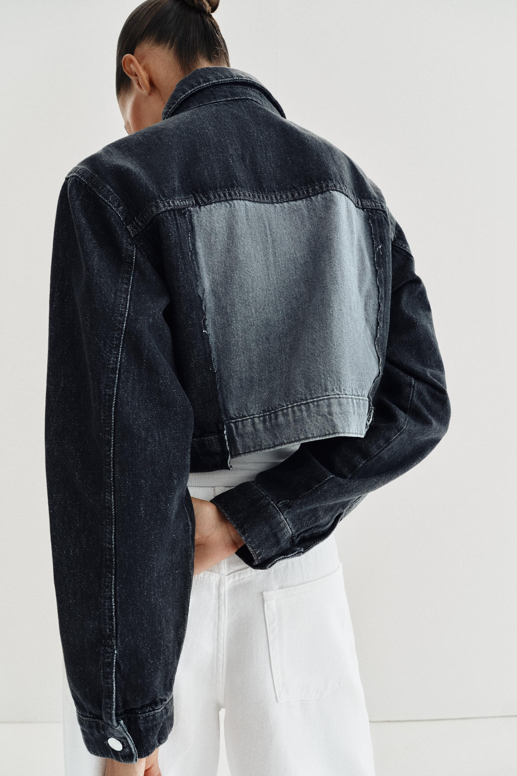 CAZADORA Z1975 CORTA DENIM CONTRASTE / Gris - Zara фото 7