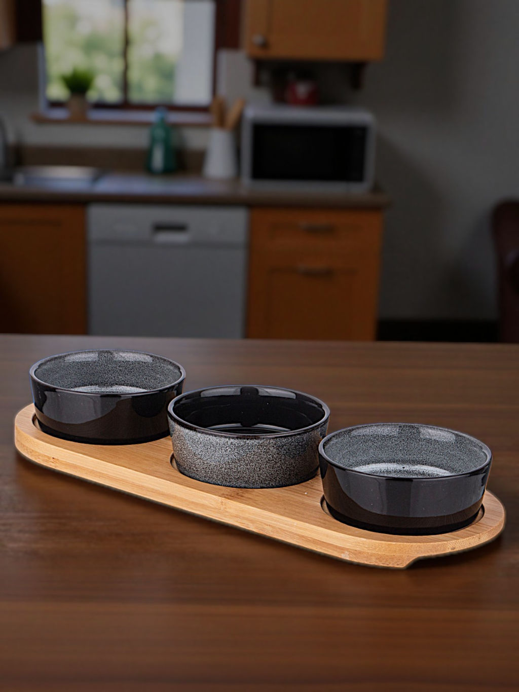 Набор 3 соусника Lefard Graphite 60 мл 26×9,2×3,5 см на деревянной подставке  фото 6