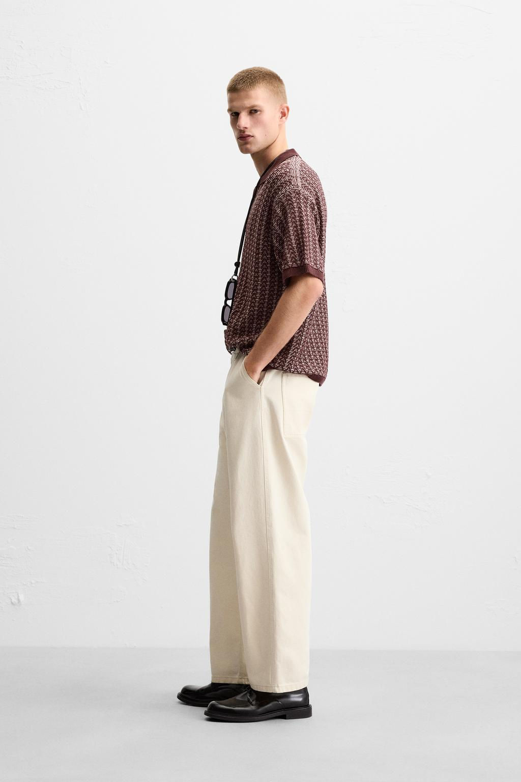 CONTRAST TEXTURED KNIT POLO SHIRT - Zara фото 4