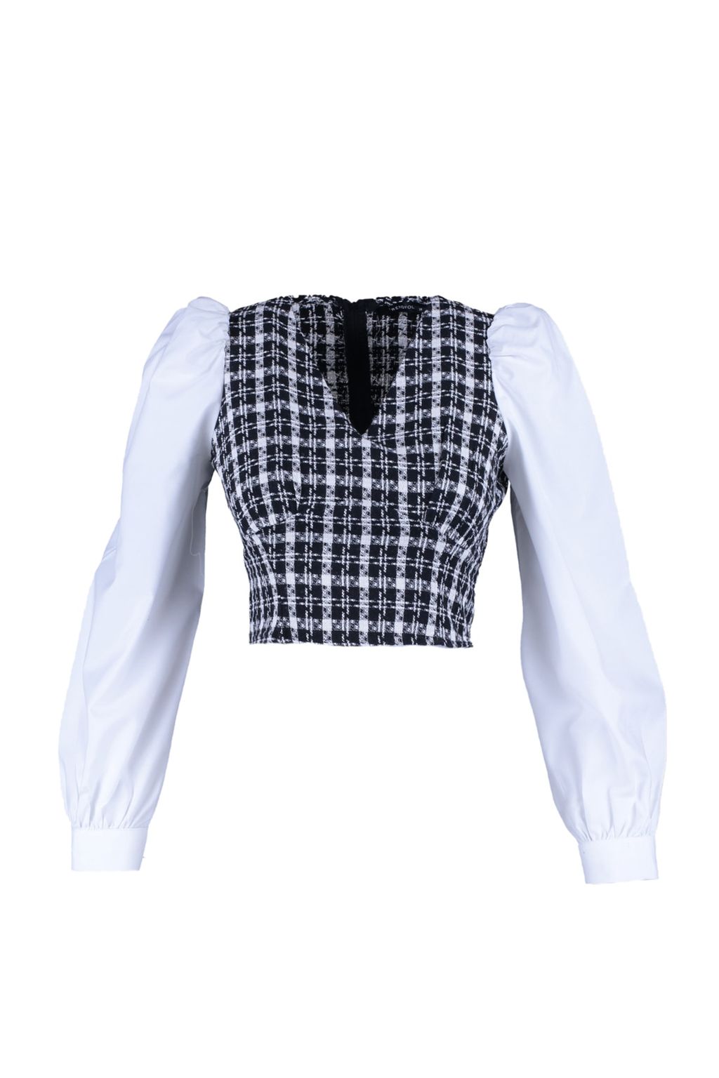 Siyah Crop Fitted Tuvit Dokuma Bluz TWOAW23BZ00521 - Trendyolmilla фото 6