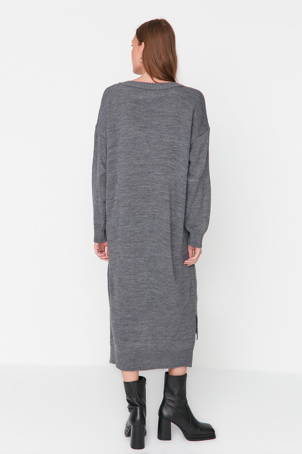 Antrasit Maxi Triko Genis Kal?p Elbise TWOAW23EL00642