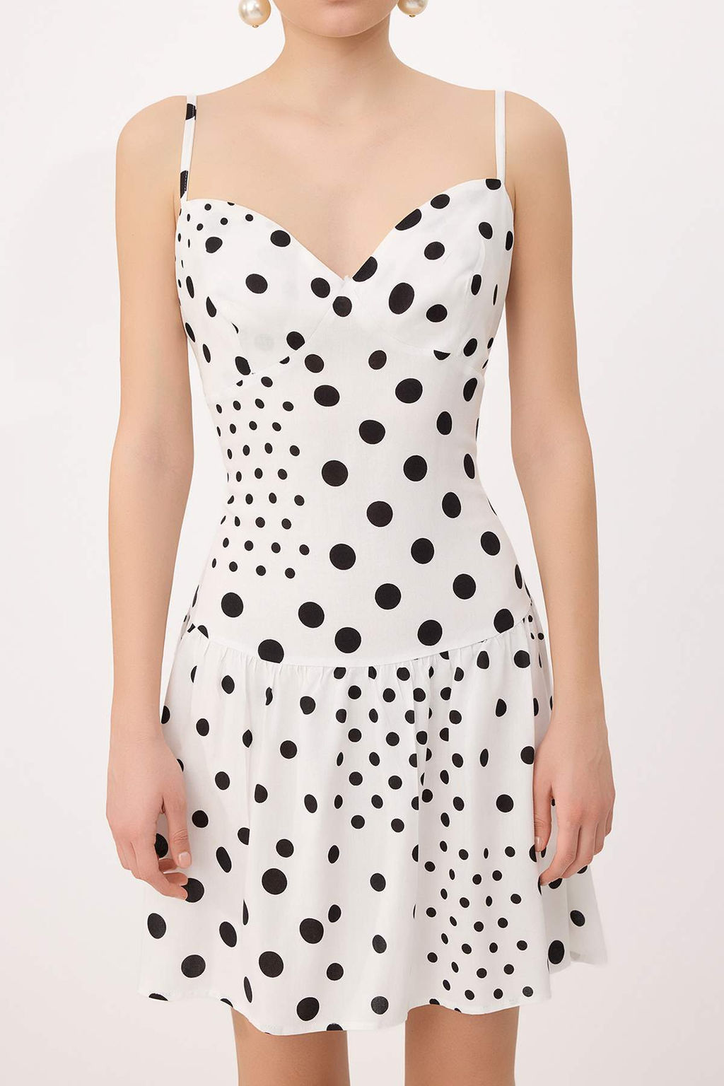 Siyah-Beyaz Puantiyeli Mini Dokuma Elbise TWOSS26EL00324 - Trendyolmilla фото 3