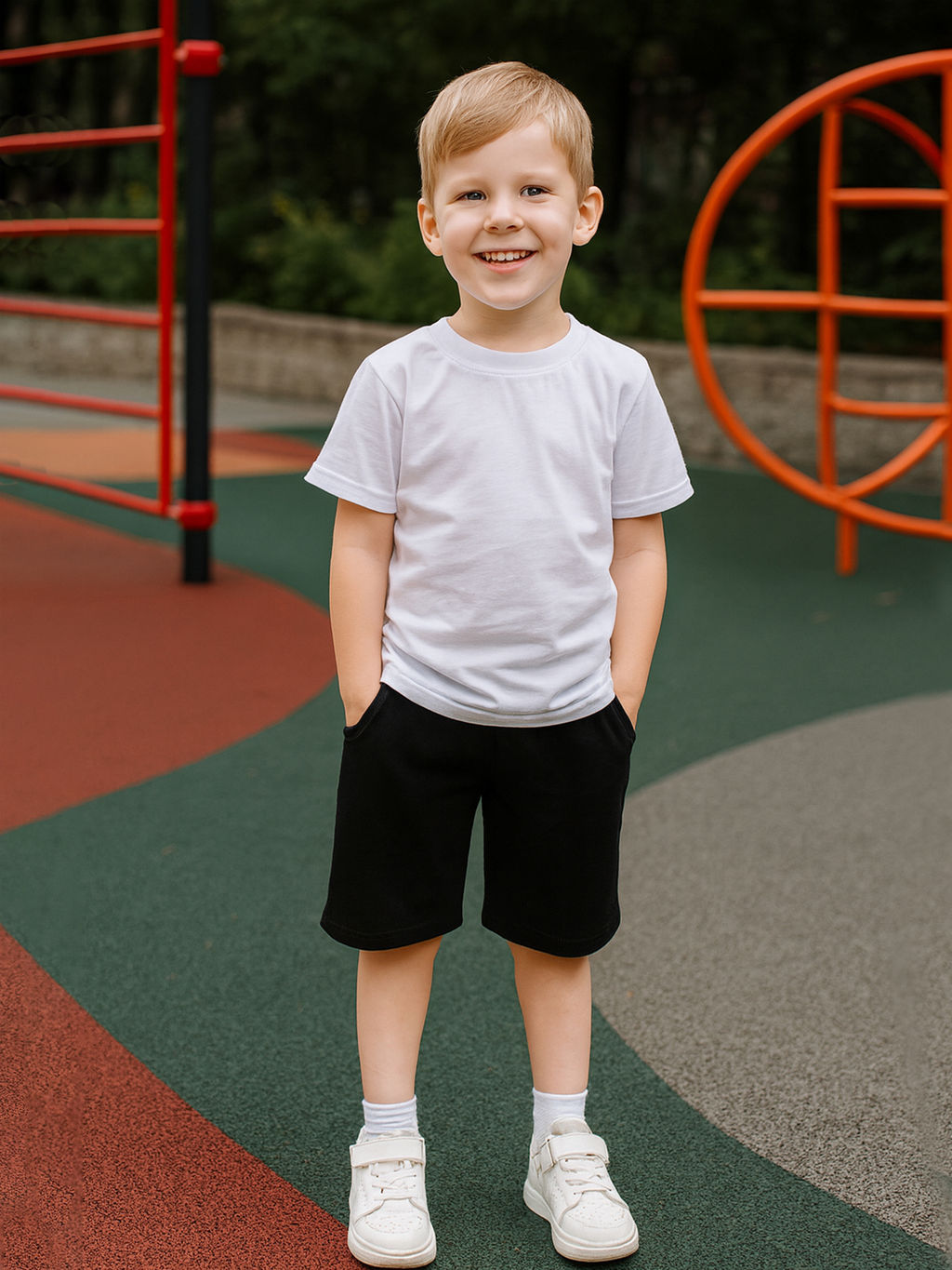 Шорты детские черные с карманами 403 (134, 68)