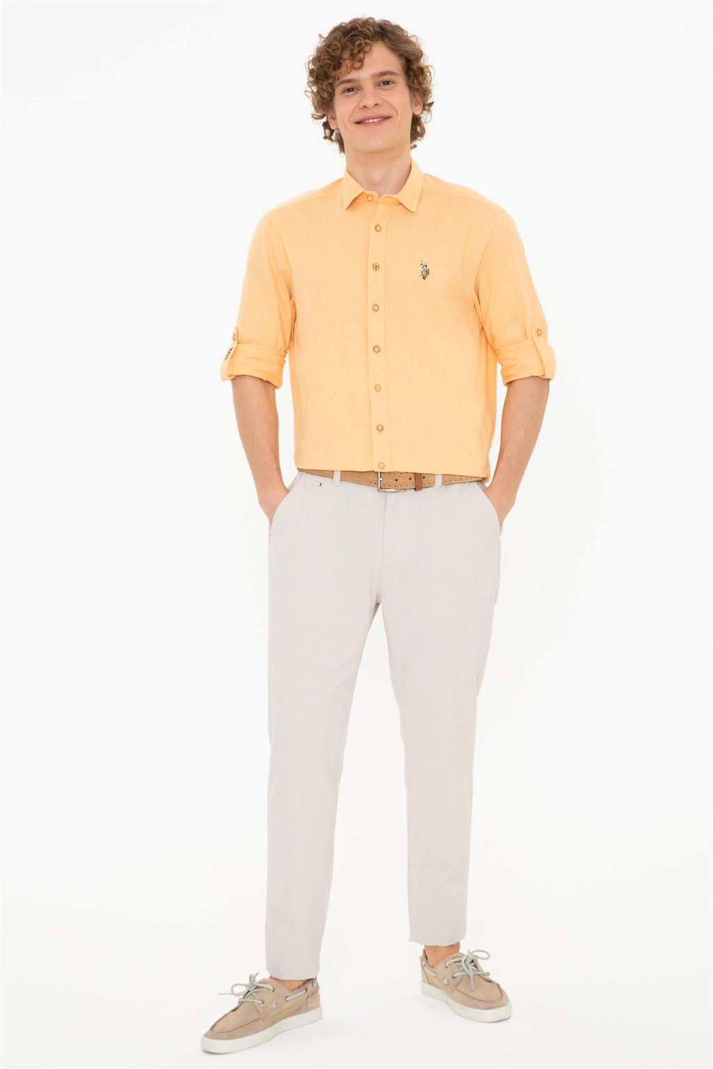 -50% Рубашка мужская оранжевая Uzunkol Basic - U.s. polo assn фото 11