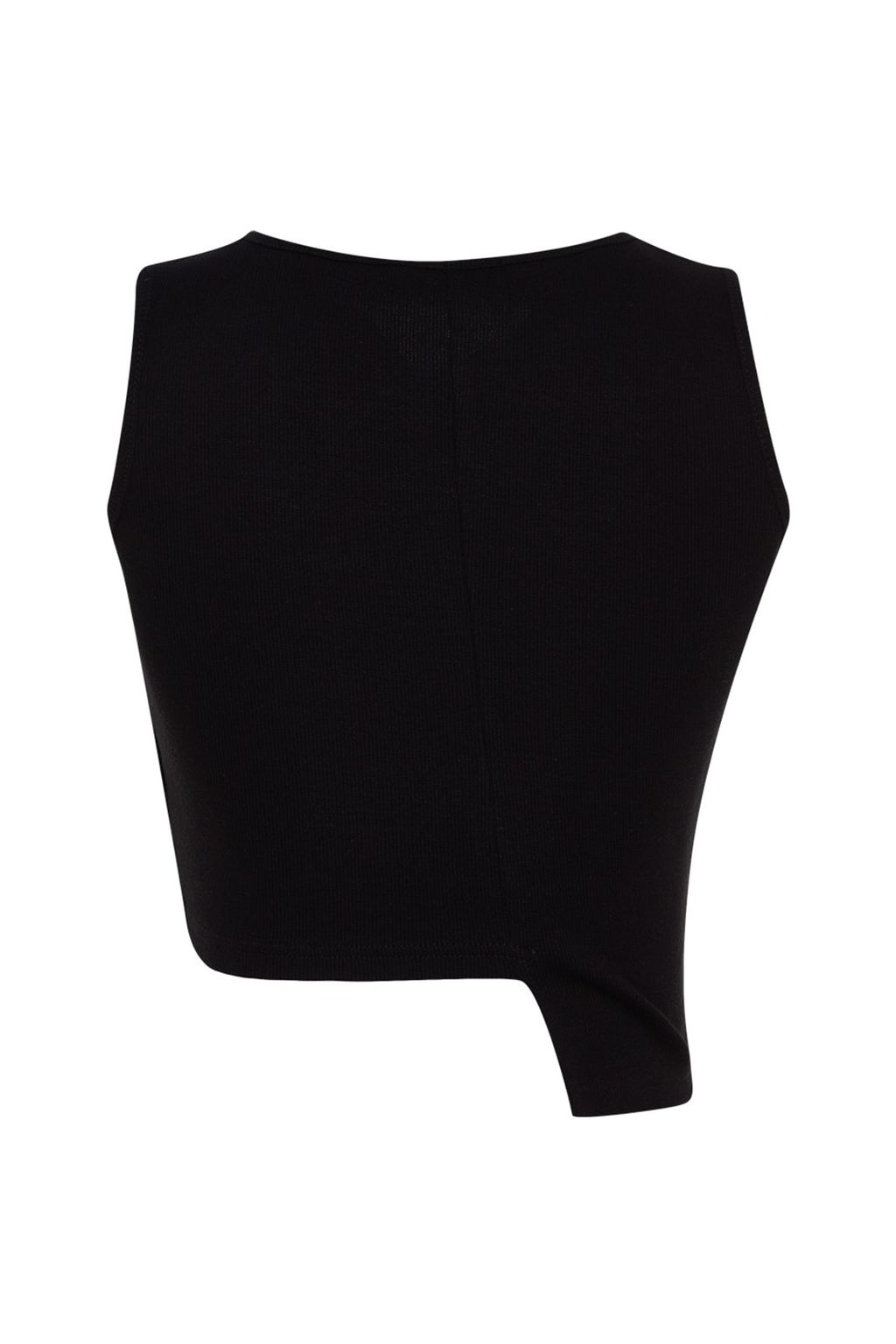 Trendyolmilla Siyah Tas Detayl? Asimetrik Fitted/Vucuda Oturan Fitilli Crop Orme Bluz TWOSS23BZ00500  фото 7