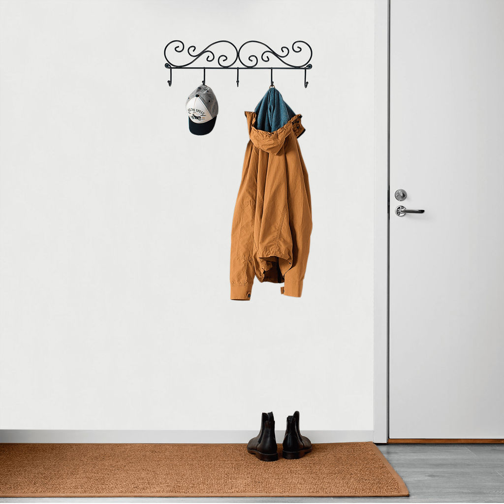 Вешалка настенная металл. "Кружева 5" 40см (5 рожков, медный антик/коричневый)