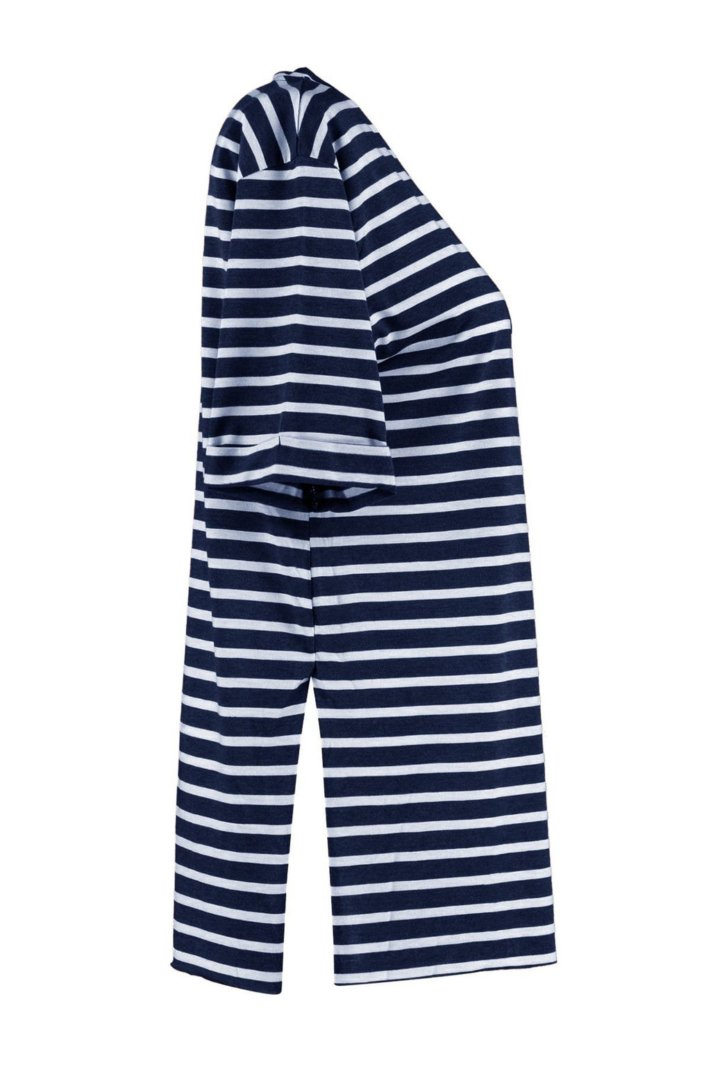 TRENDYOLMILLA Siyah Cizgili Y?rtmac Detayl? Oversize/Genis Kal?p Bisiklet Yaka Orme T-Shirt TWOSS23TS00097 фото 8