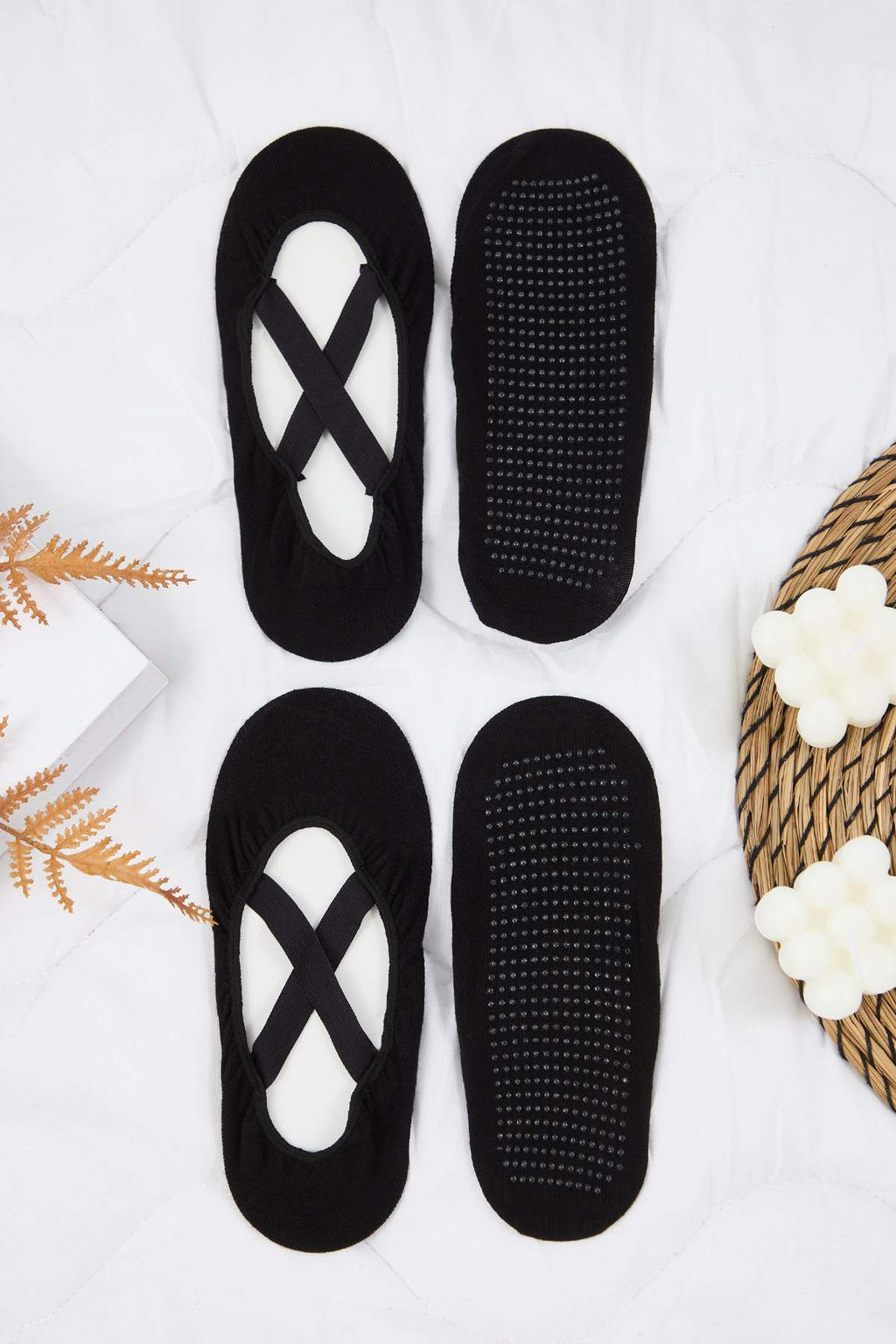 Siyah 2li Pamuklu Kayd?rmaz Yoga/Pilates Orme Corap THMAW26CO00018 - Trendyolmilla фото 2