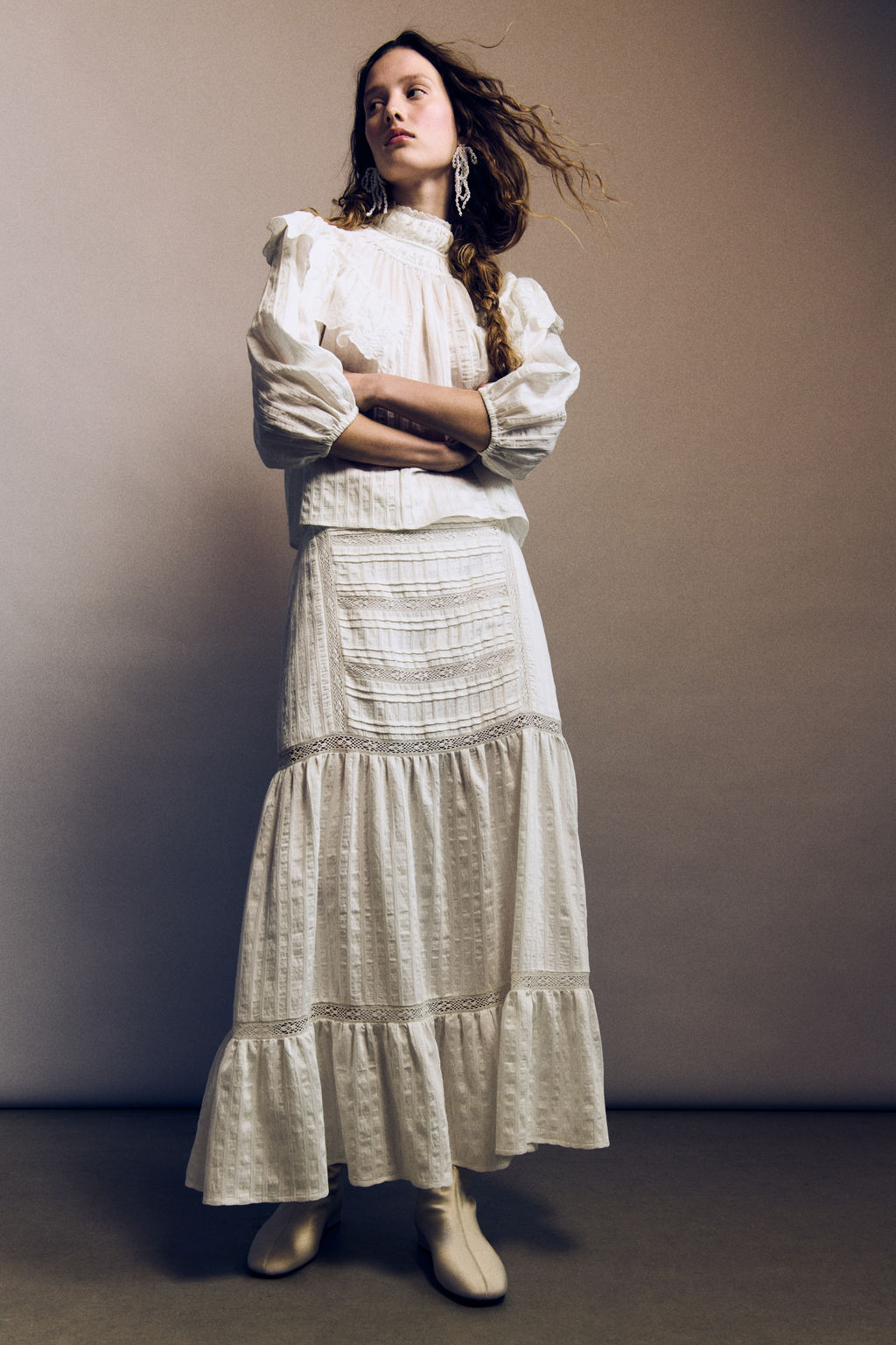 Maxifalda con inserciones de encaje - H&m фото 6
