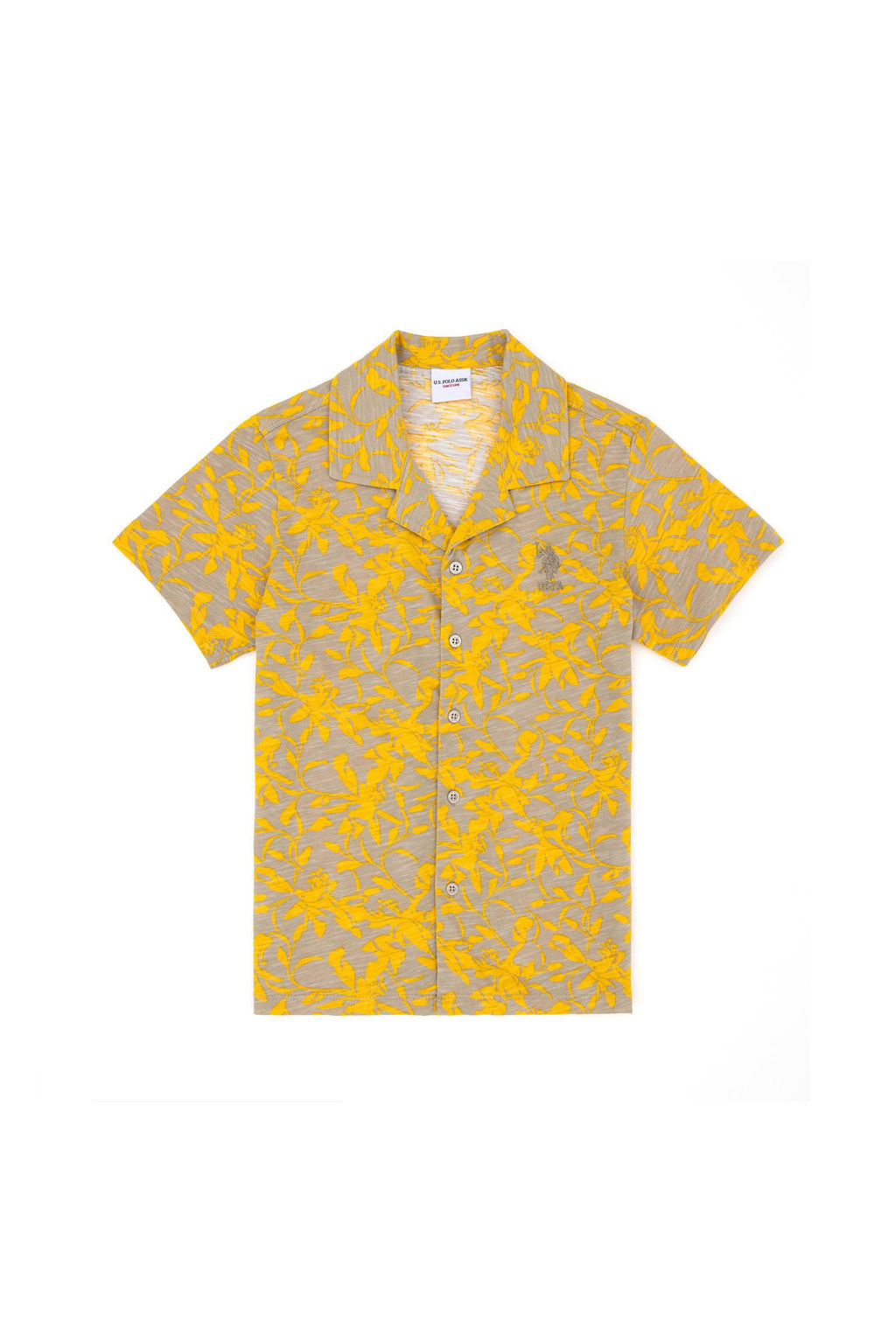 U. S. Polo Assn / Светлая рубашка цвета хаки с коротким рукавом для мальчика