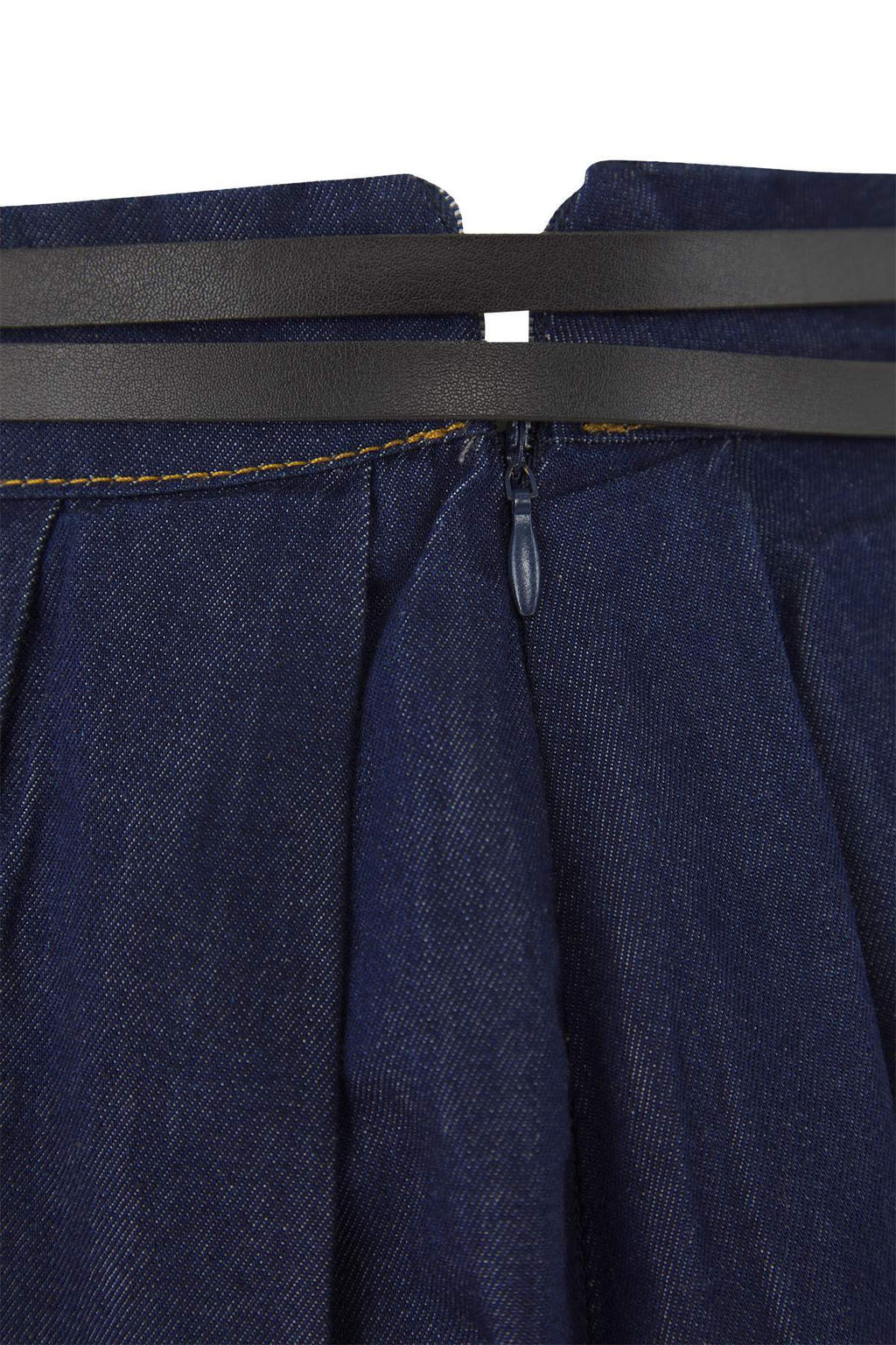 Limited Edition Koyu Mavi Pileli Kemer Detayl? Denim Etek TWOAW26ET00064