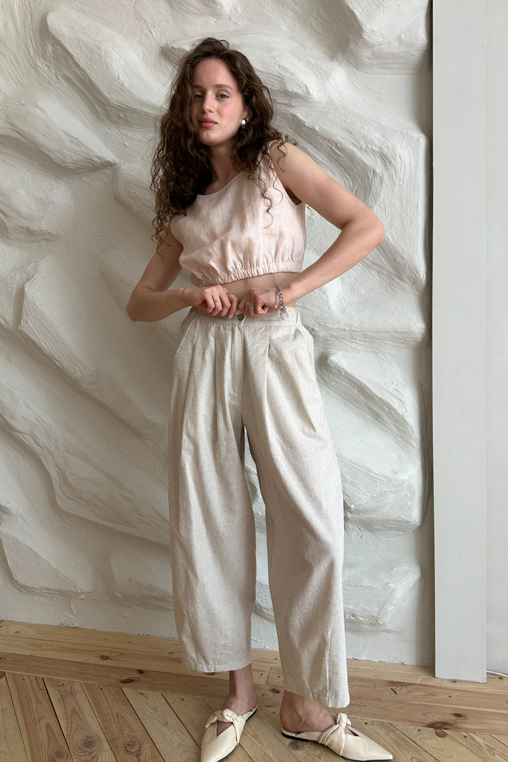 Топ лён PUFF095/01/Крем-брюле - YPSILON фото 2