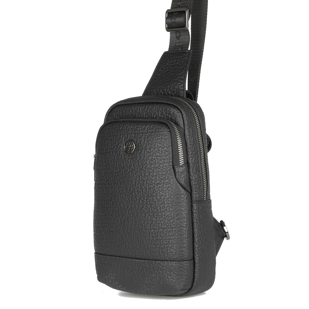 7936-211 black, Мужская кожаная сумка-слинг, Barcelo Biagi