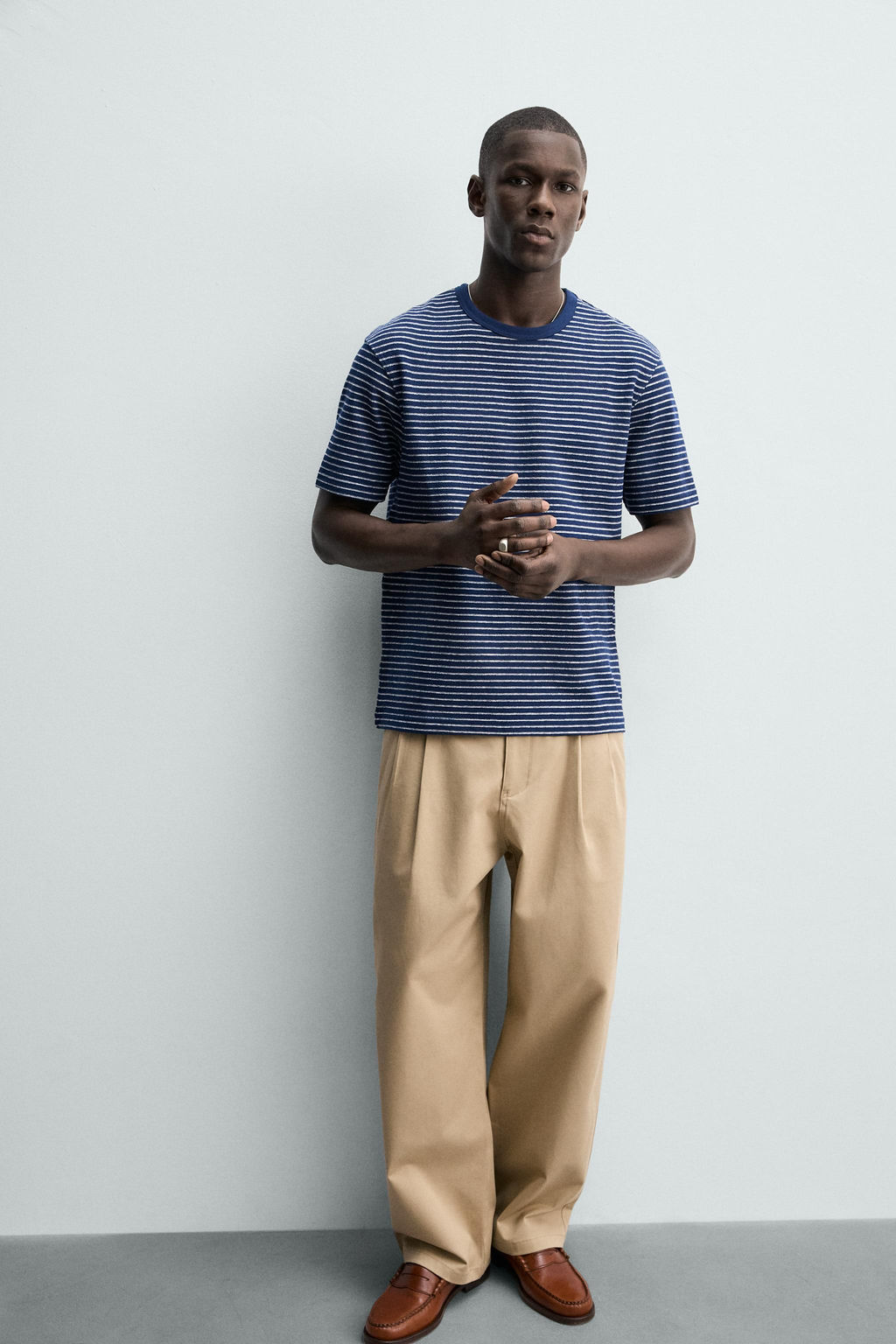 CAMISETA JACQUARD RAYAS / Azul / Blanco - Zara фото 6