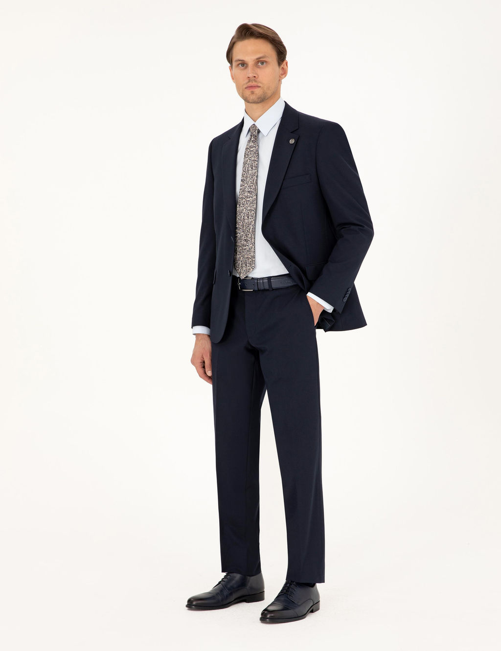 Lacivert Slim Fit Tak_m Elbise