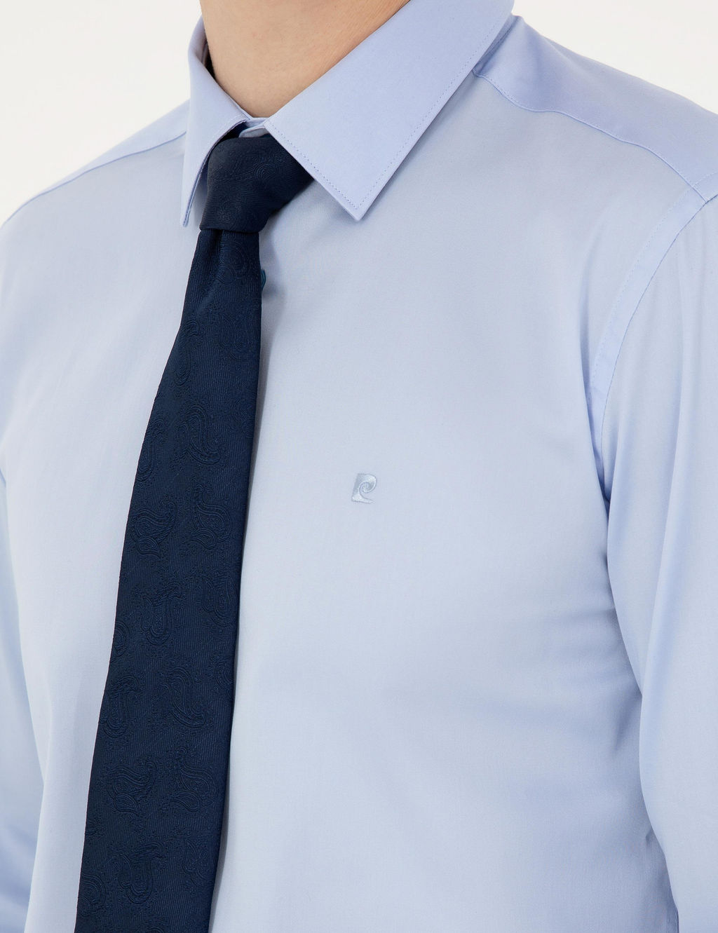 Koyu Mavi Slim Fit Uzun Kollu Basic G_mlek