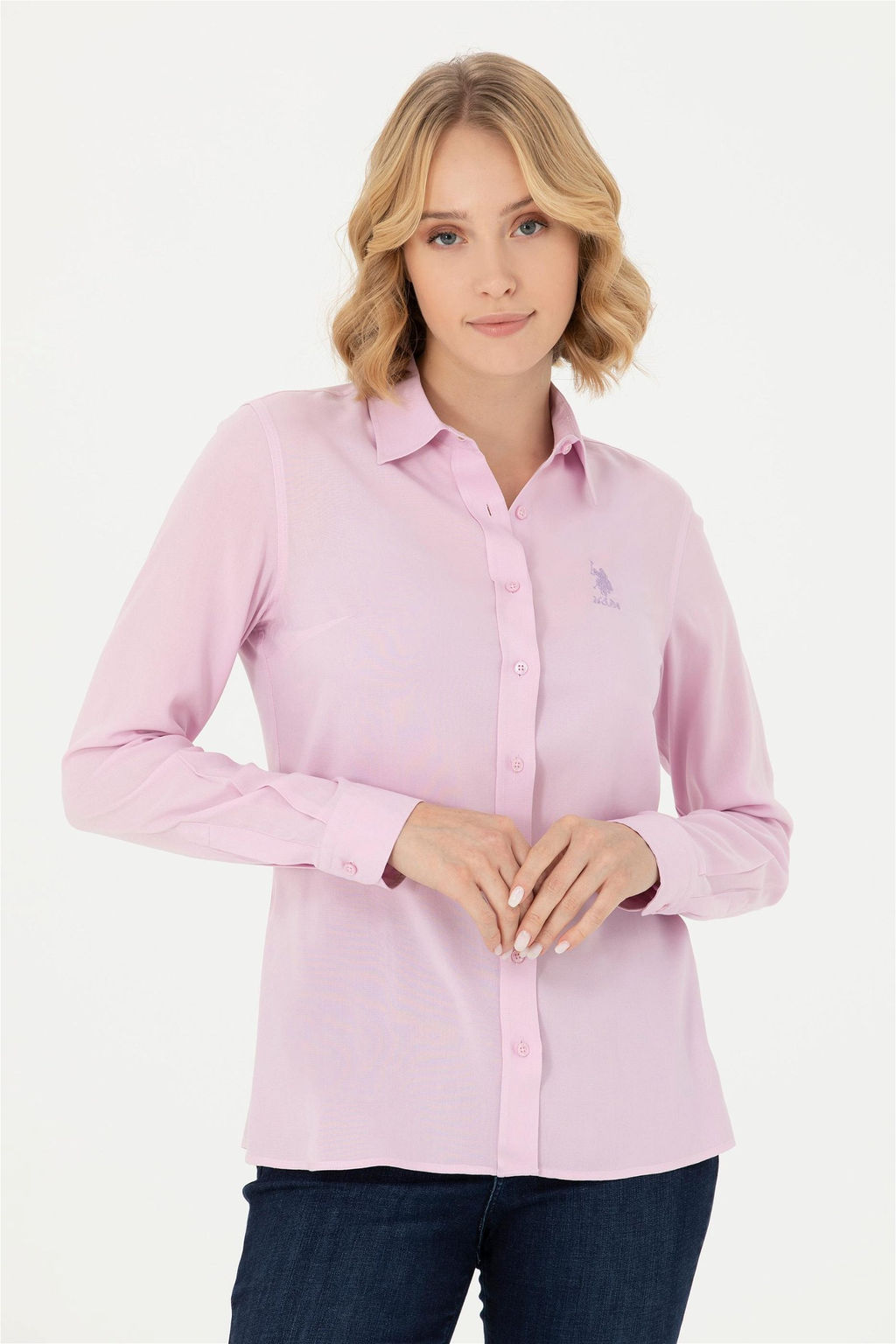 Женская сиреневая рубашка с длинным рукавом - U.s. polo assn фото 8
