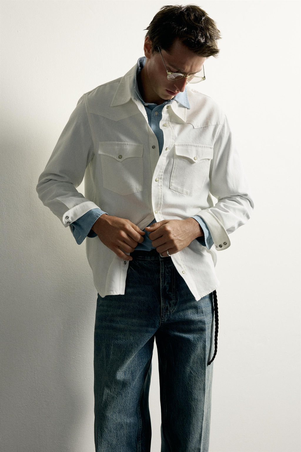 CAMISA WESTERN REGULAR FIT ALGOD?N - LYOCELL / Blanco - Zara фото 5
