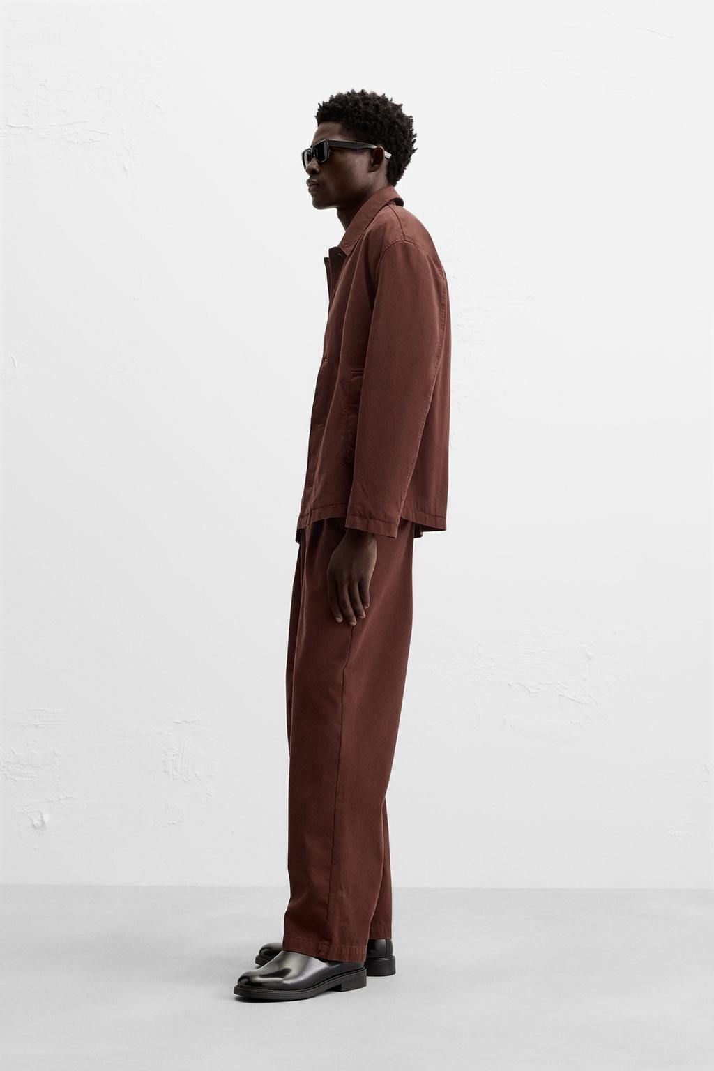 TWILL TEXTURED CHINO TROUSERS - Zara фото 4