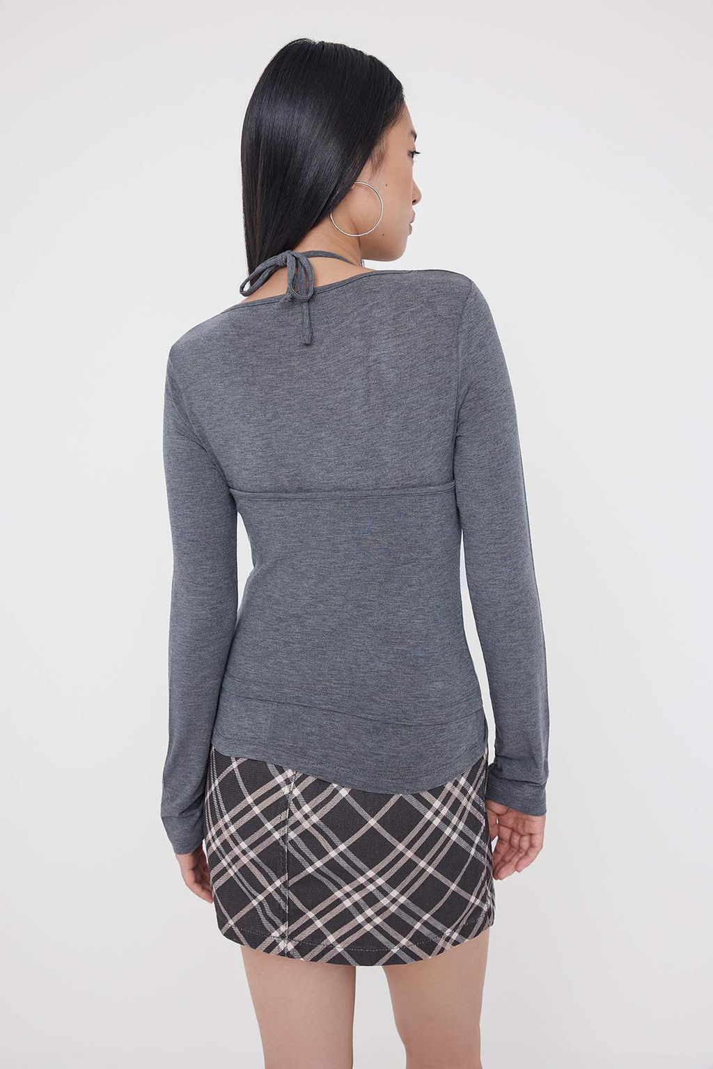 Teen Antrasit Melanj Fitted/Vucuda Oturan Cift Katl? Orme Bluz TWOAW26BZ00177