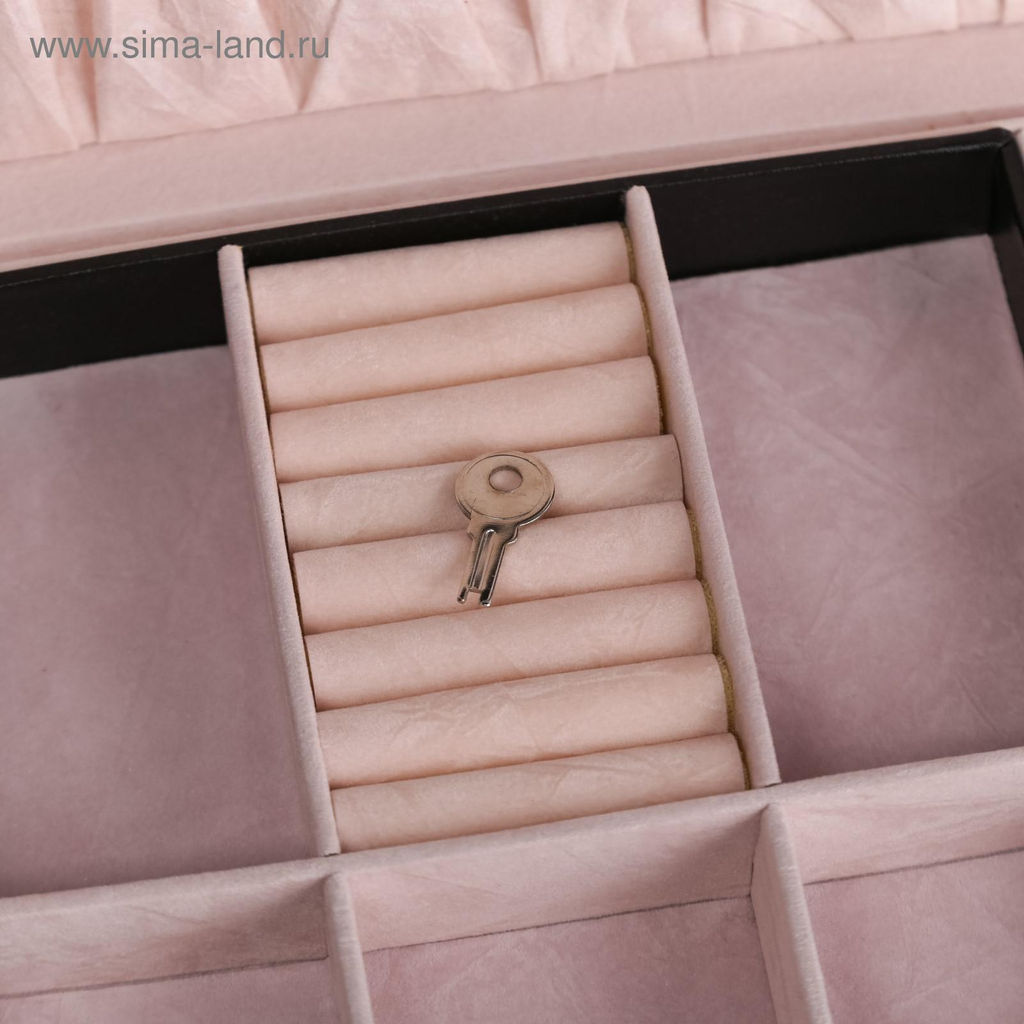 Шкатулка кожзам под часы 4 отделения и бижутерию Чёрный чемоданчик 9х32,5х26 см - Simaland фото 2