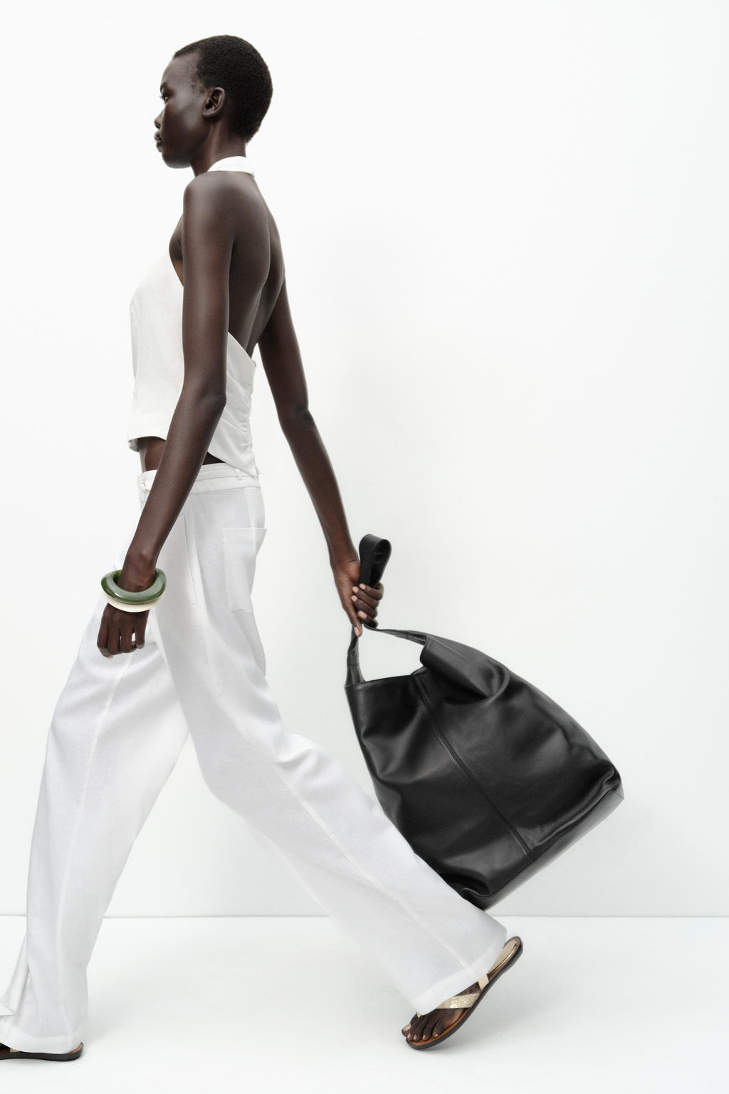 LINEN BLEND WIDE-LEG TROUSERS WITH BUCKLES - Zara фото 14