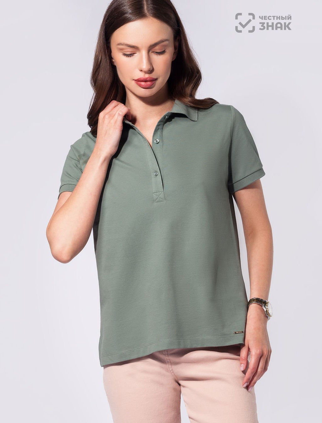 Футболка-поло из трикотажа пике с эластаном. - Vilatte фото 5