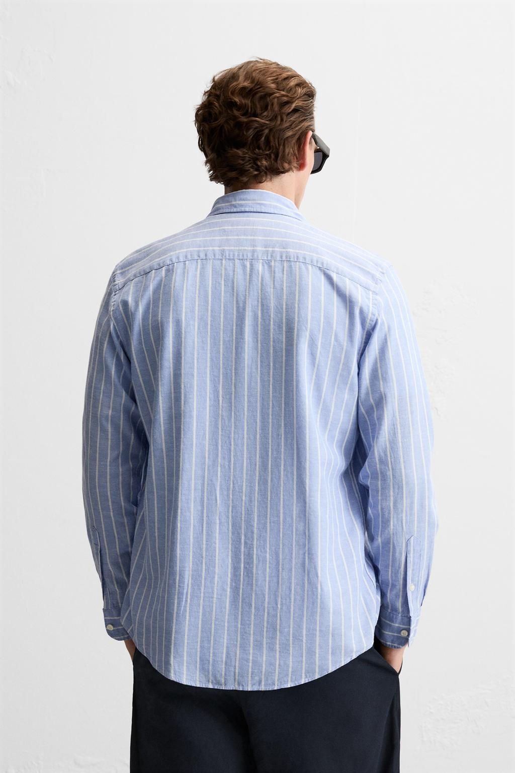 STRIPED COTTON - LINEN SHIRT - Zara фото 4