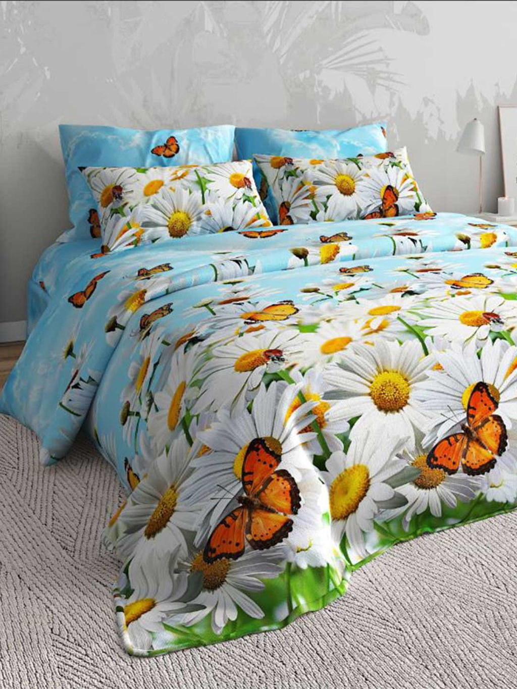 КПБ Перкаль Премиум - Ромашки Евро (нав.70х70)