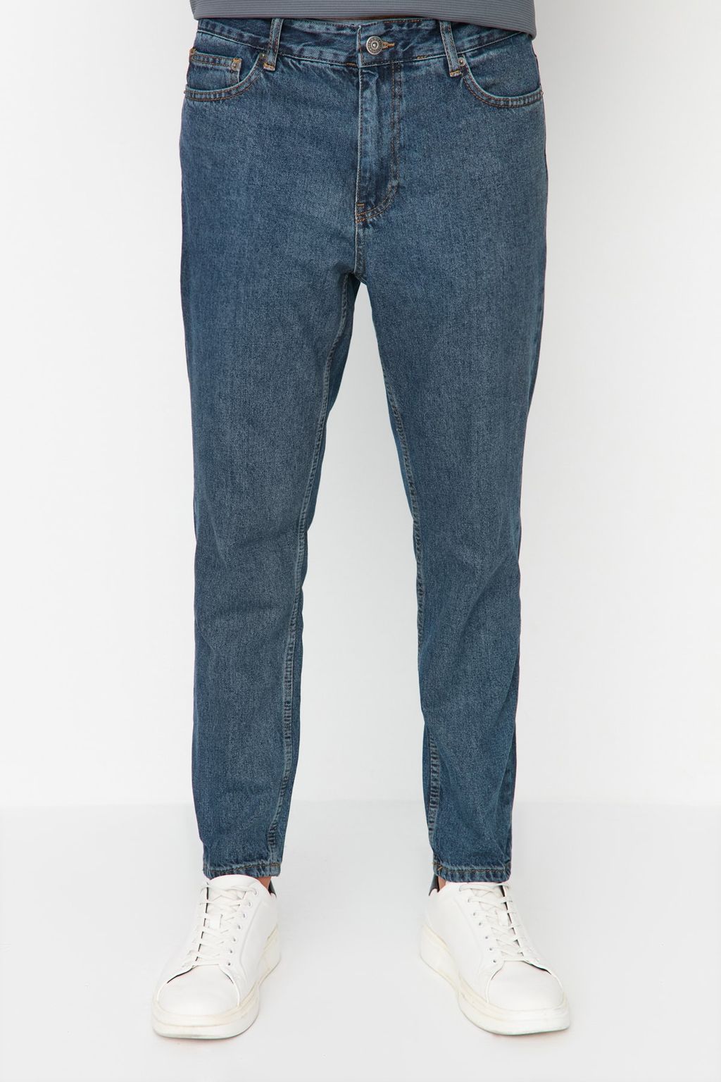 TRENDYOL MAN Mavi %100 Pamuk Kahve Tintli Relax Fit Boyfriend Jeans Kot Pantolon TMNAW23JE00074 - Trendyolmilla фото 5