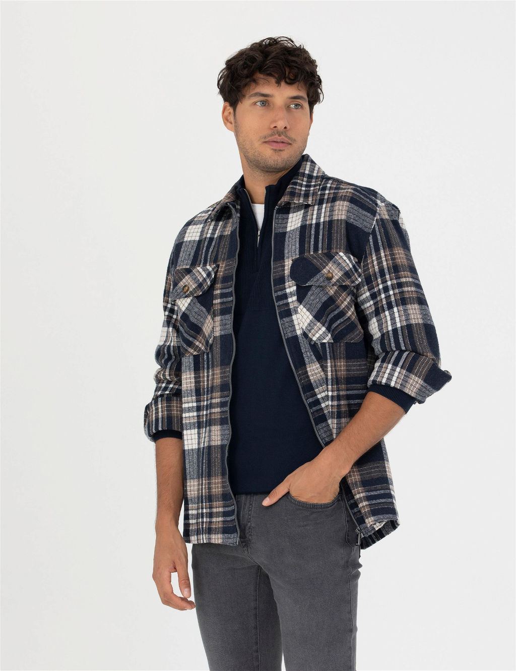 Lacivert Comfort Fit G_mlek Ceket