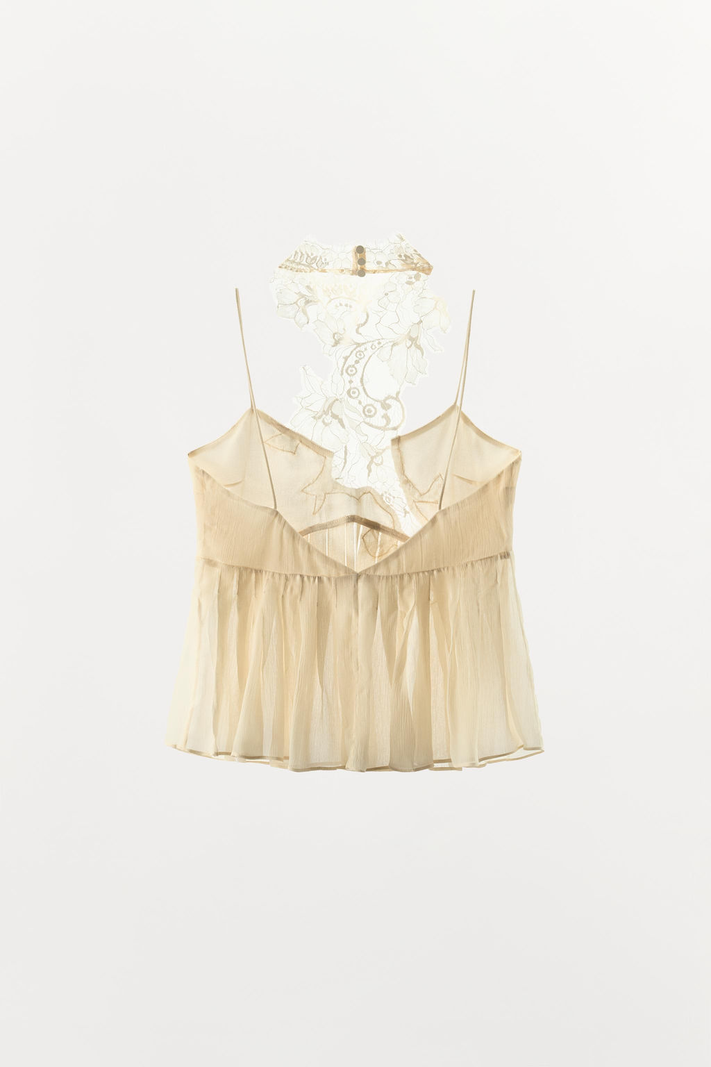 TOP COMBINADO HALTER GODETS / Crudo