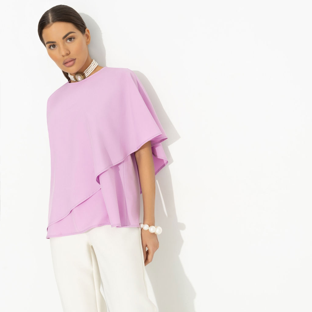 Блуза с эффектом многослойности, Лёгкая драма (розовая) - Charutti фото 4