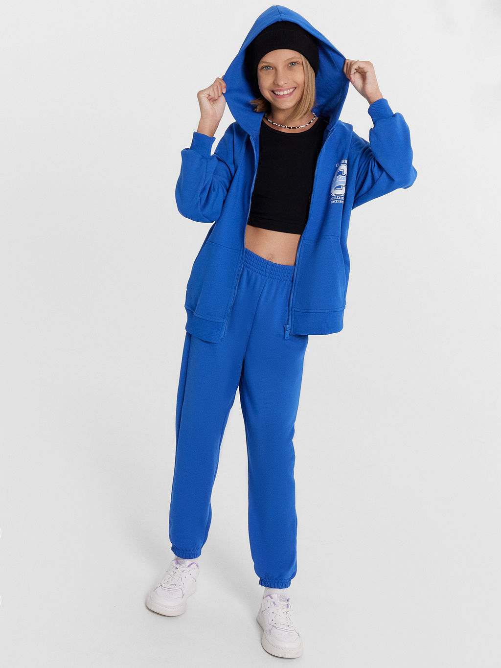 Комплект для девочек (жакет, брюки) синий с печатью - Mark formelle фото 2