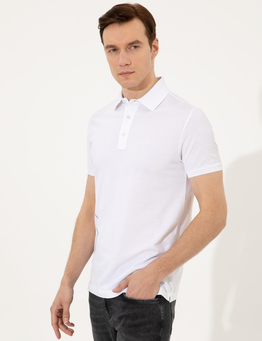Beyaz Polo Yaka Slim Fit T-Shirt - Cacharel фото 3