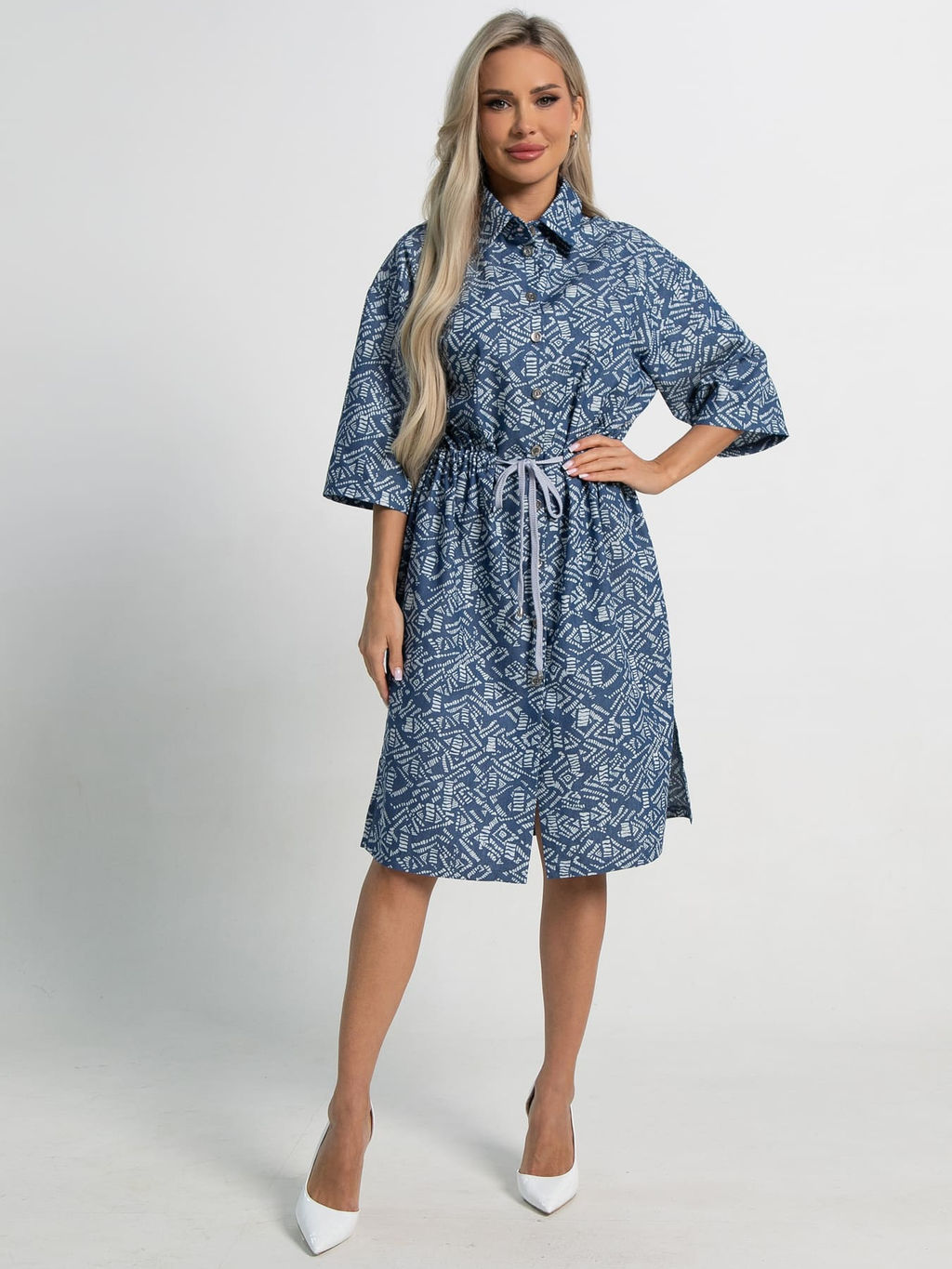 Платье хлопковое Стоун (синее) П15450-4М