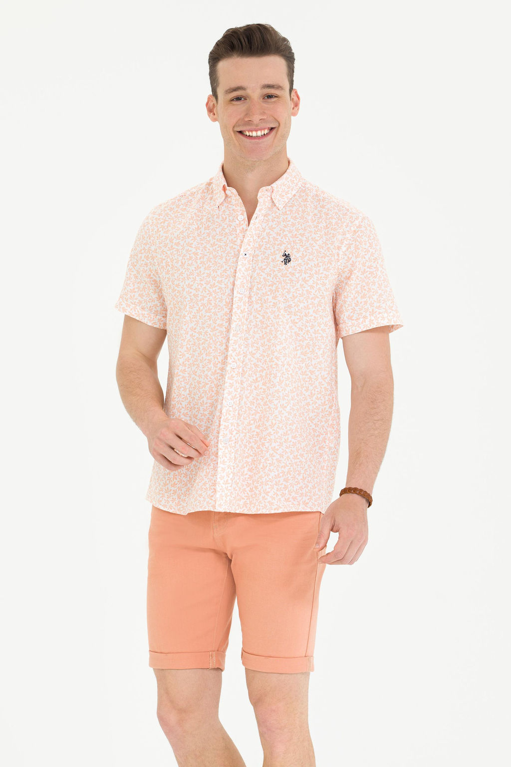 U. S. Polo Assn Мужская желтая рубашка с коротким рукавом - U.s. polo assn фото 3