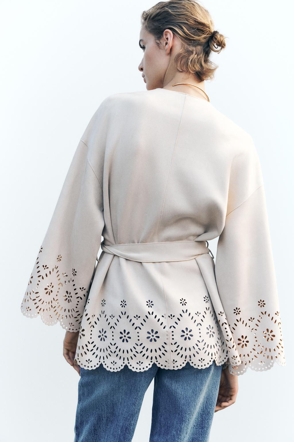 OPENWORK SUEDE-EFFECT TRENCH COAT - Zara фото 4