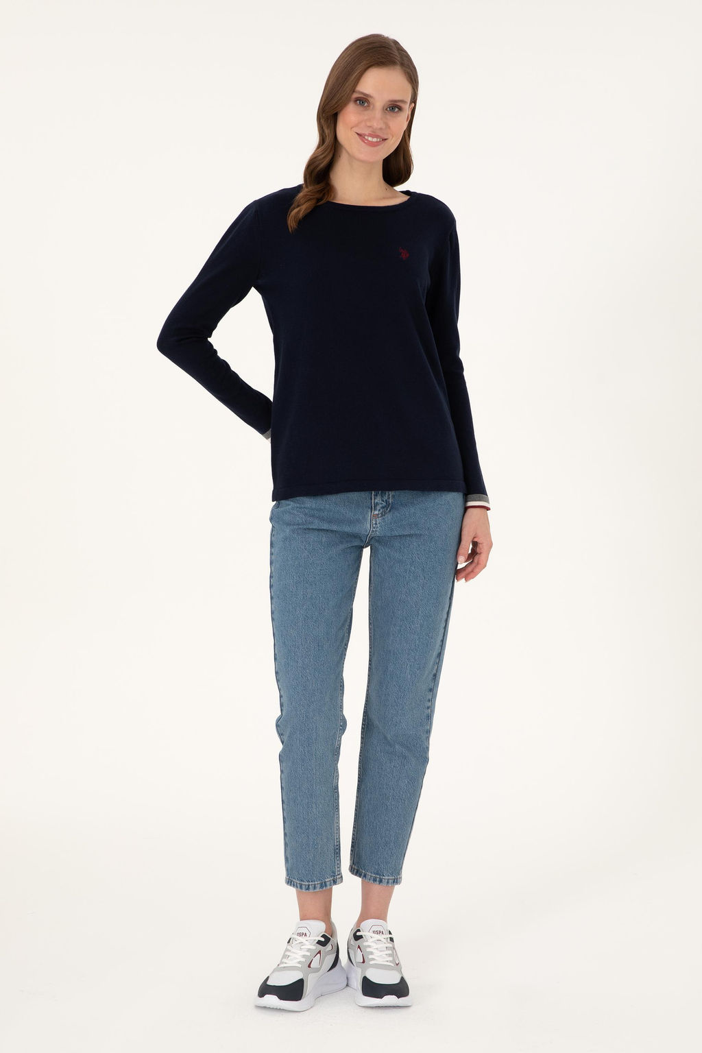 Женский темно-синий свитер с круглым вырезом Неожиданная скидка в корзине - U.s. polo assn фото 4