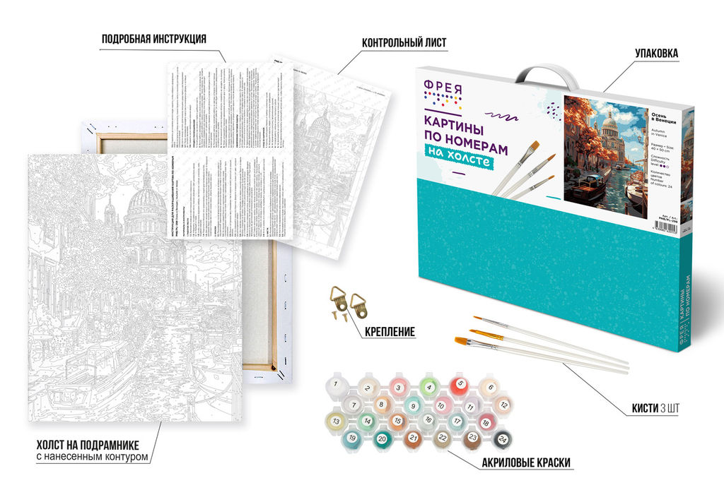 ФРЕЯ PNB/PL-298 Набор для раскрашивания по номерам 50 х 40 см Осень в Венеции  фото 5