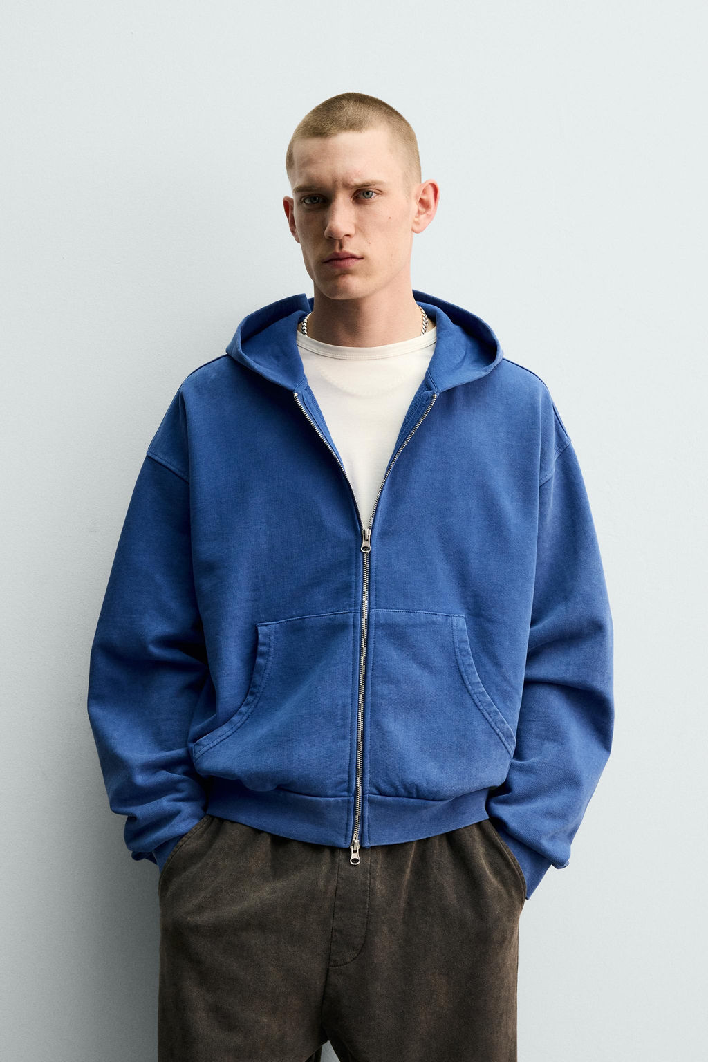 WASHED ZIP-UP HOODIE - Zara фото 12