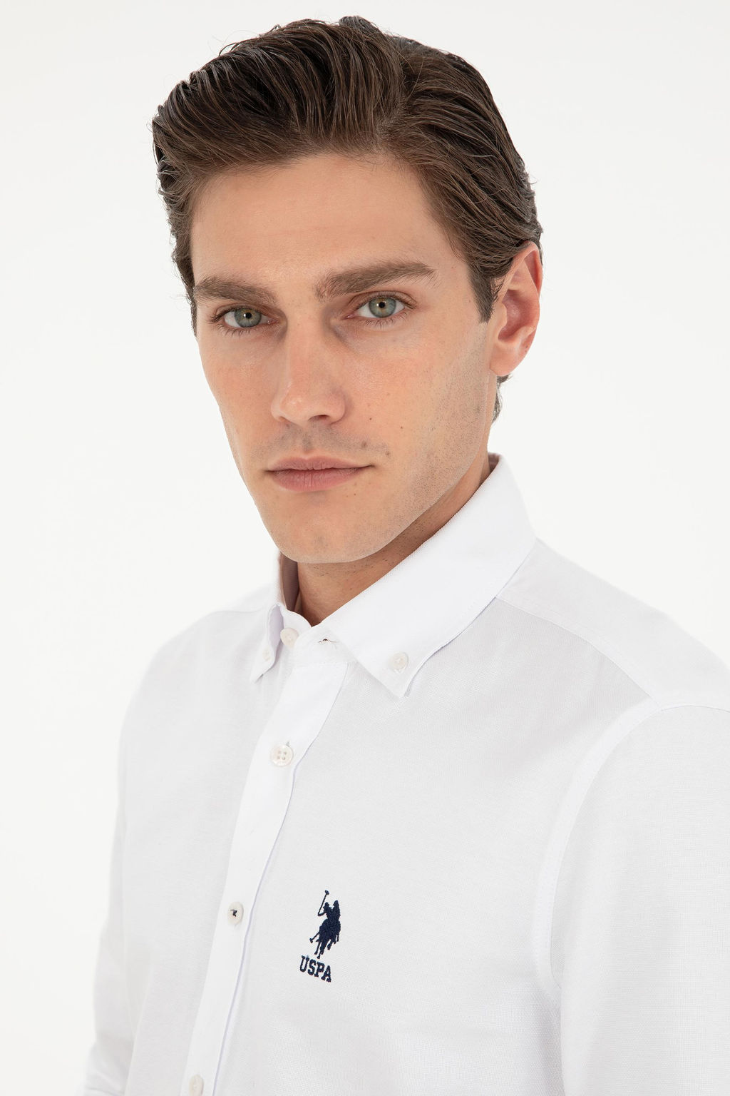 Мужская белая базовая рубашка с длинным рукавом - U.s. polo assn фото 2