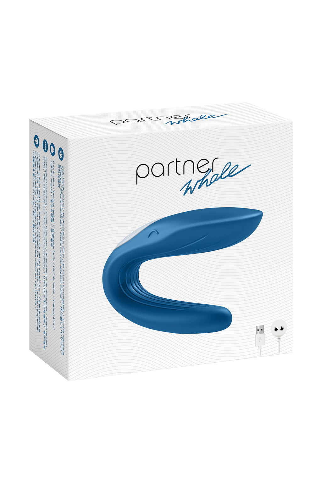 Многофункциональный стимулятор для пар Satisfyer Partner Whale, силикон, голубой, 17 см.  фото 21
