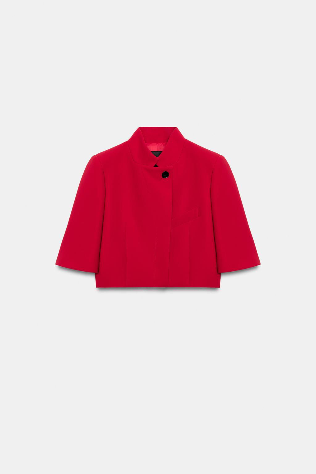 BLAZER CROPPED MANGA CORTA ZW COLLECTION / Rojo - Zara фото 12
