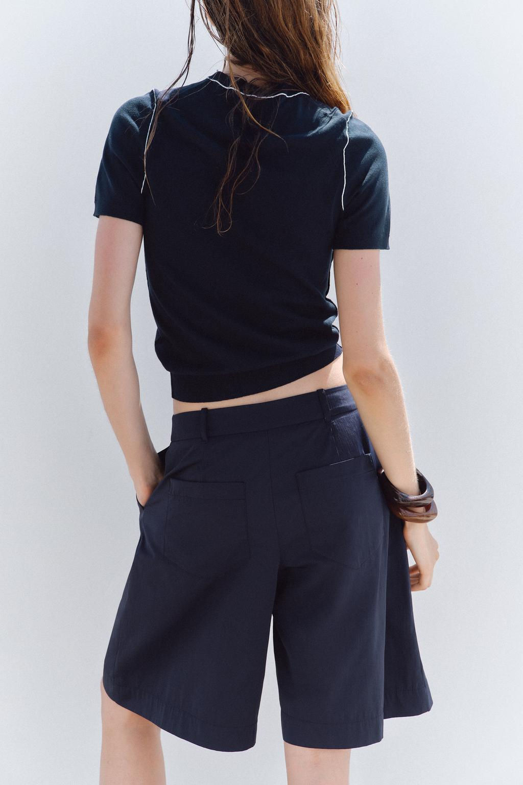 SHORT SLEEVE KNIT TOP WITH PIPING - Zara фото 46