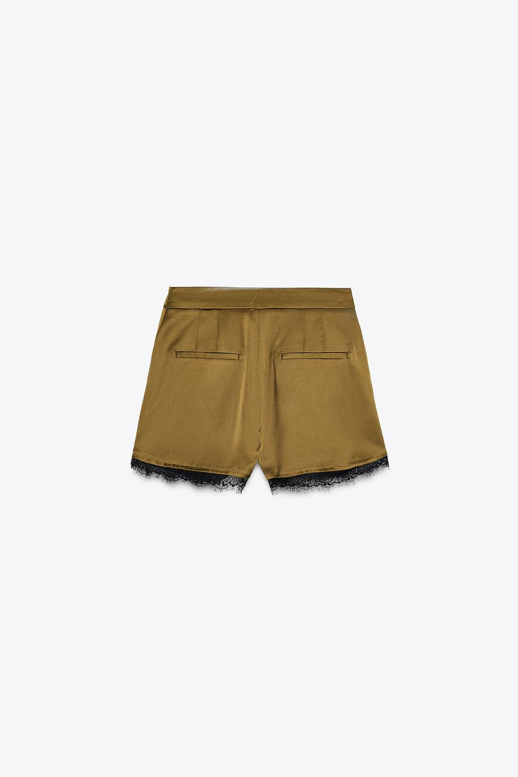 SATIN BERMUDA SHORTS WITH LACE TRIM - Zara фото 4
