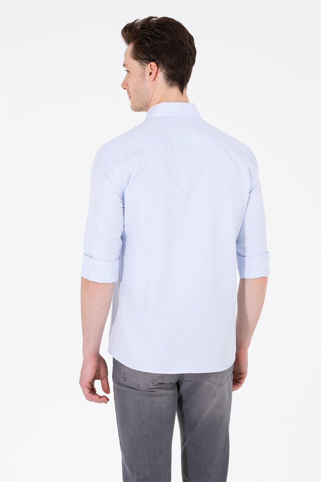 Мужская голубая базовая рубашка с длинным рукавом - U.s. polo assn фото 12